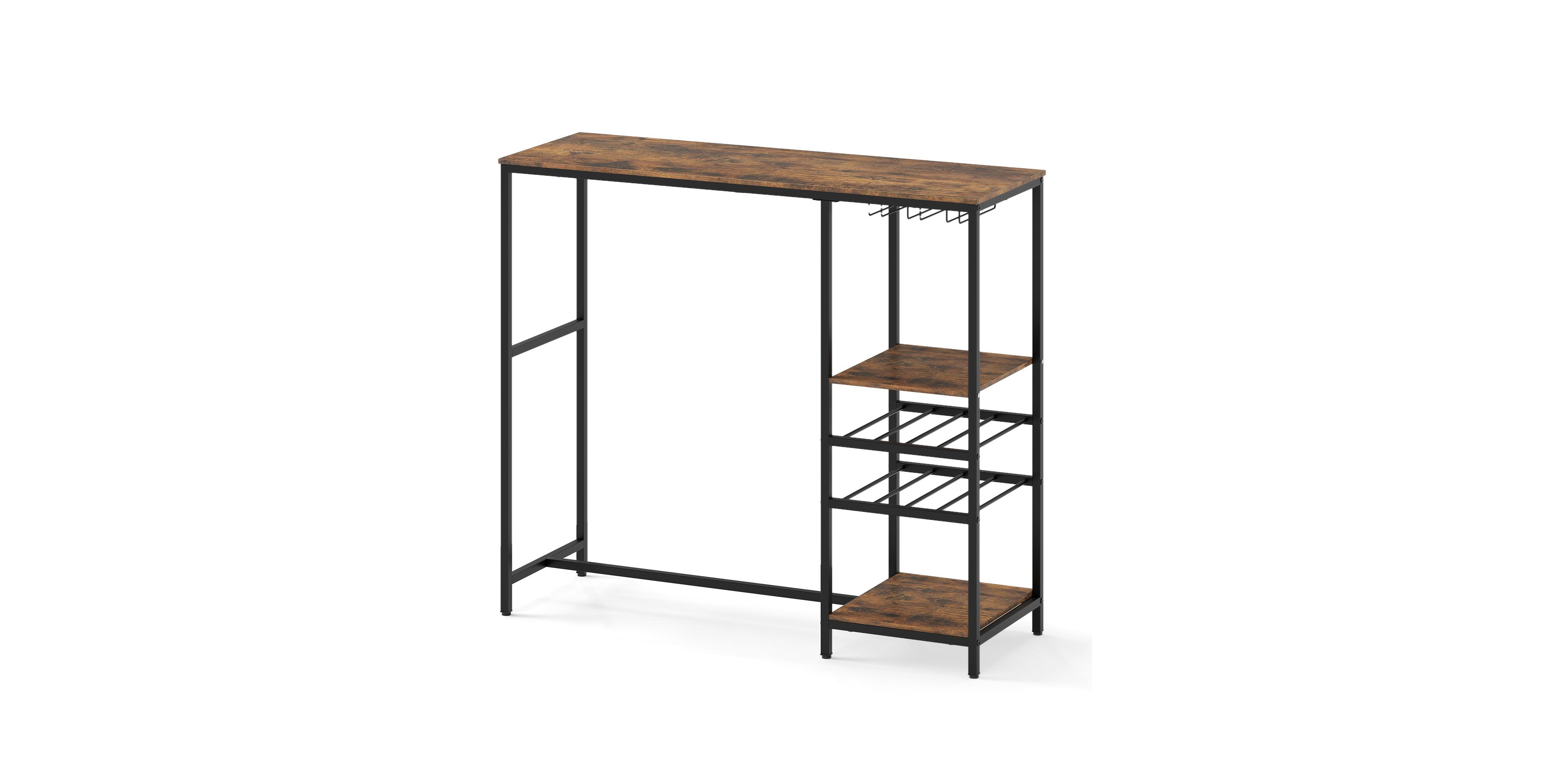 Mecale Long Bar Table Bar Height Dining Table with Storage Shelves