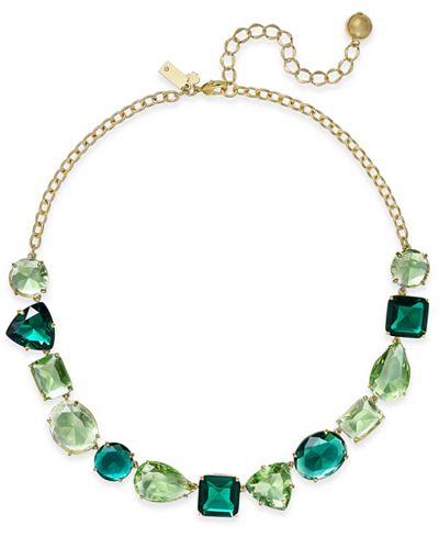 kate spade new york Gold-Tone Green Crystal Collar Necklace