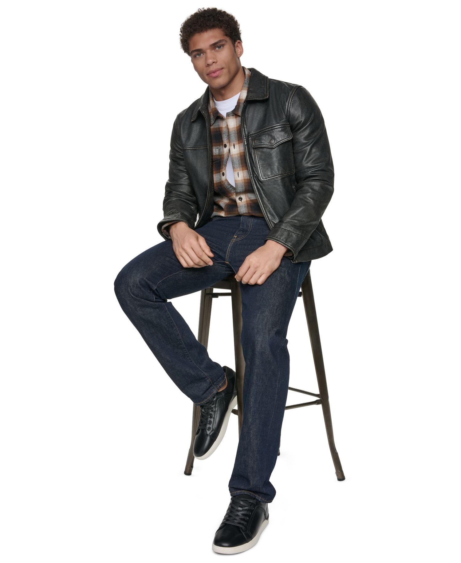 Men's Genuine Leather Trucker Jacket