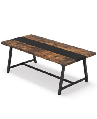 Wooden Dining Table for 8 Persons with Rectangular Top for Kitchen and Dining Room