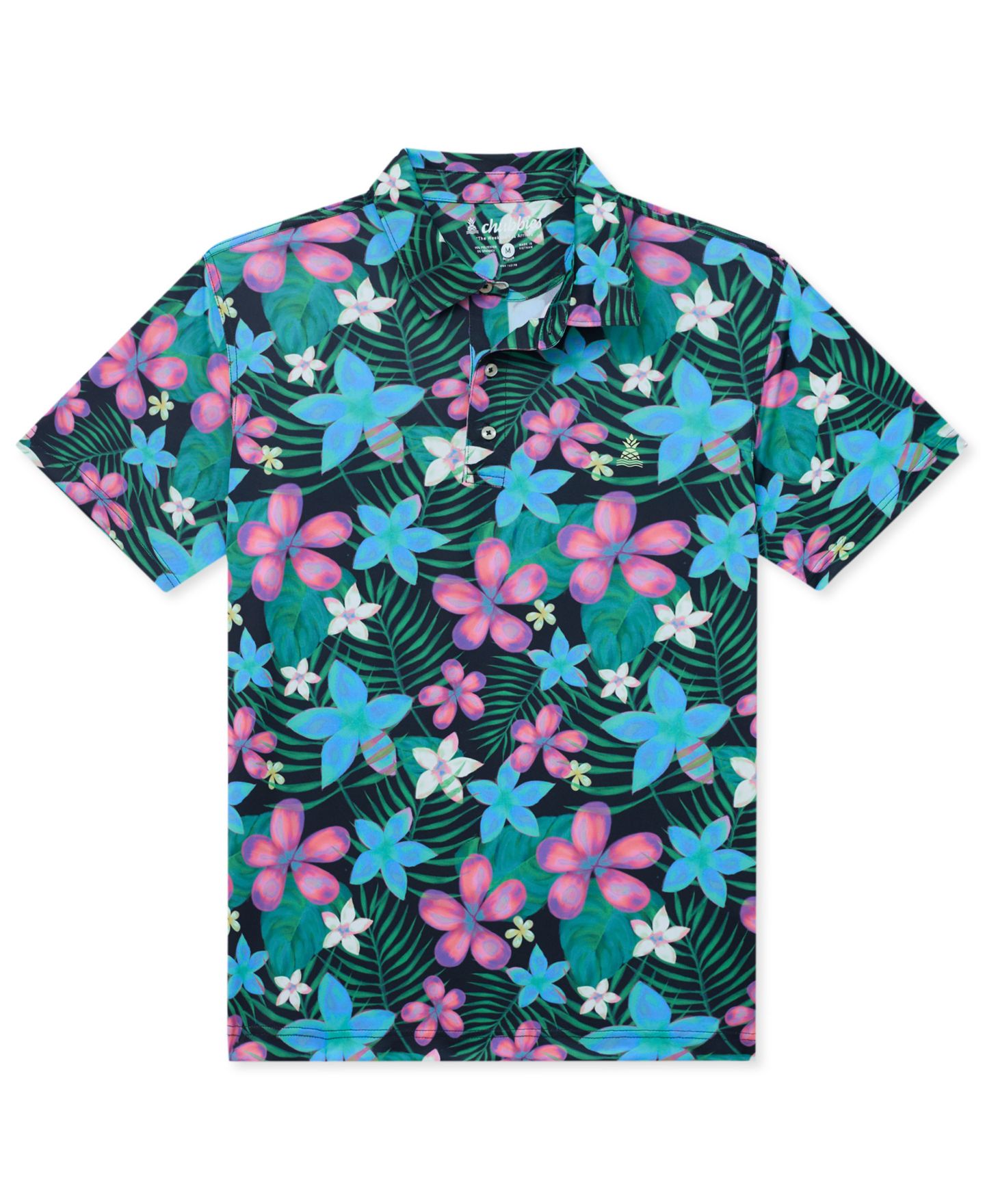 Мужское поло Chubbies Cosmoblossom Stretch Floral-Print Polo Shirt, цвет: Чёрный — фото 1