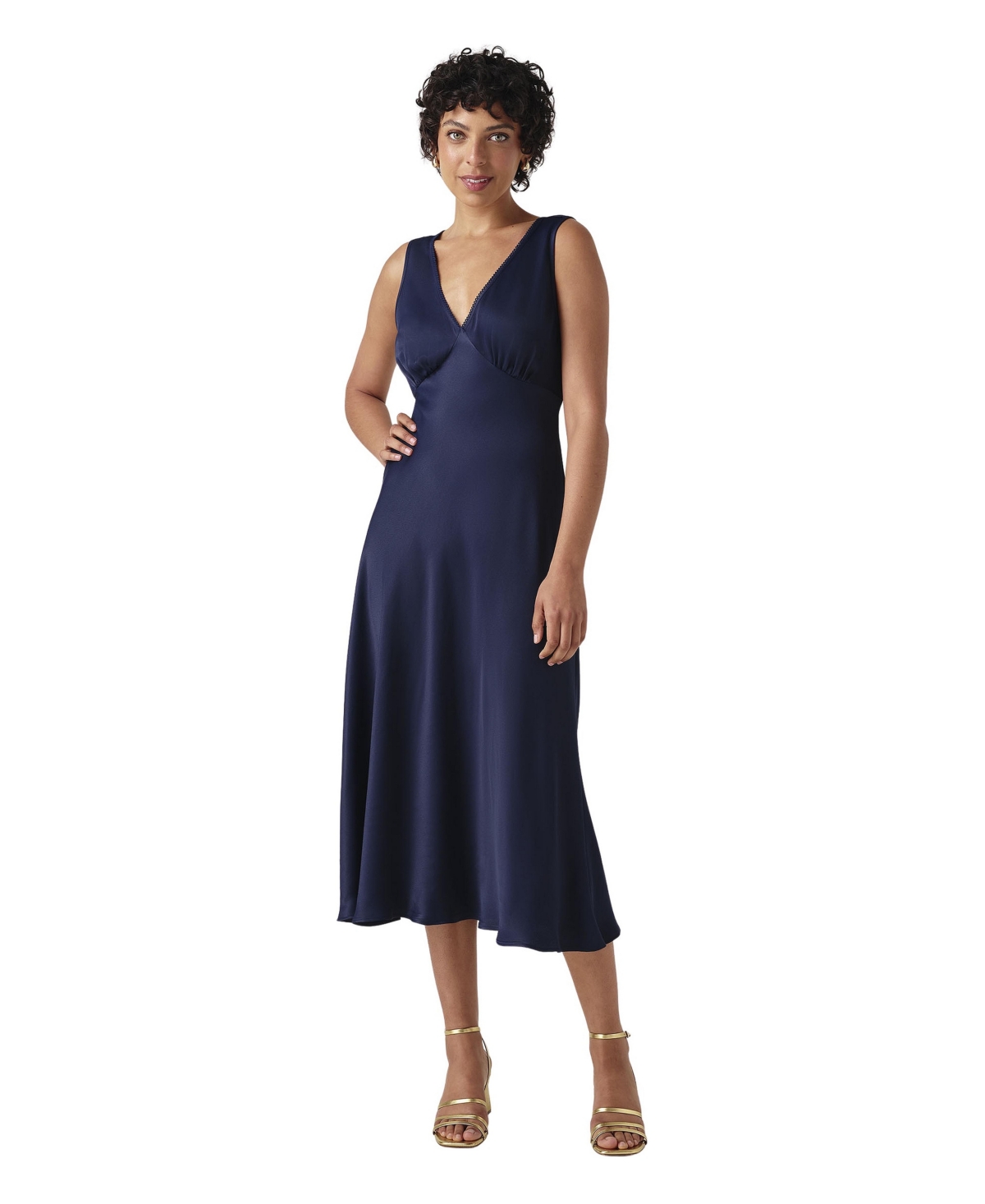 Ghost London Women's Alessia Picot V-neck Satin Midi Dress