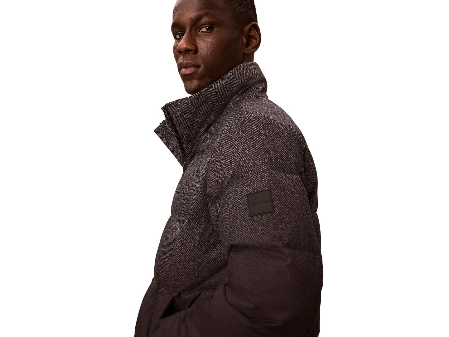 Мужская куртка Calvin Klein Puffer Herringbone Down, цвет: Угольный меланжевый — фото 3