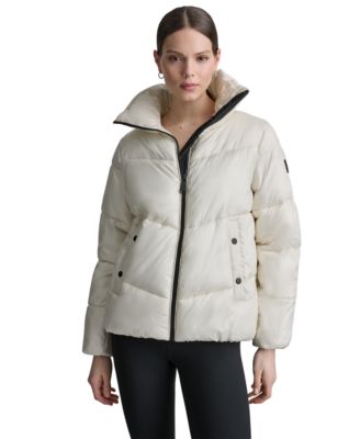 Women's Water-Resistant Quilted Puffer Jacket with Oversized Collar