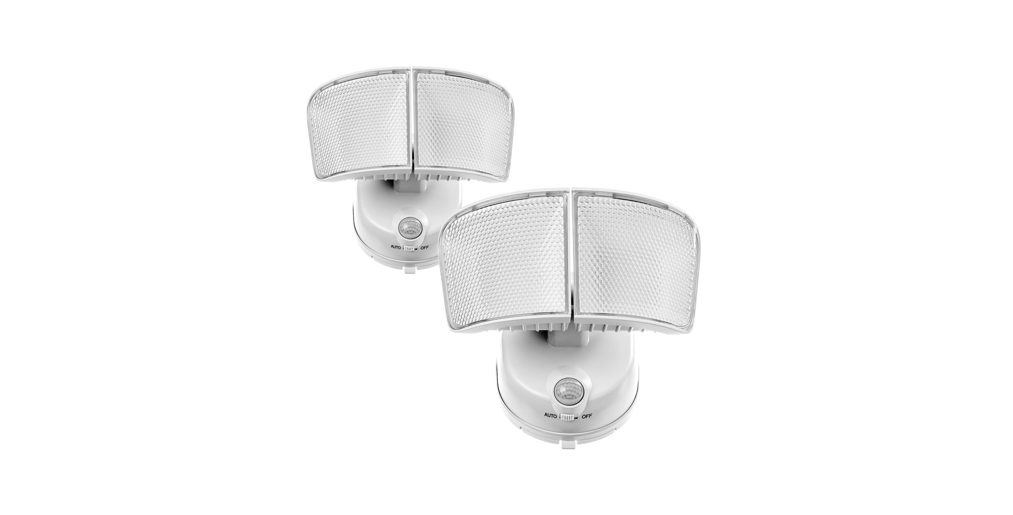 Home Zone Living Secure 2-Pack Battery-Powered Motion Sensor Led Flood Lights, 1000 Lumens, 5000K, No Wiring