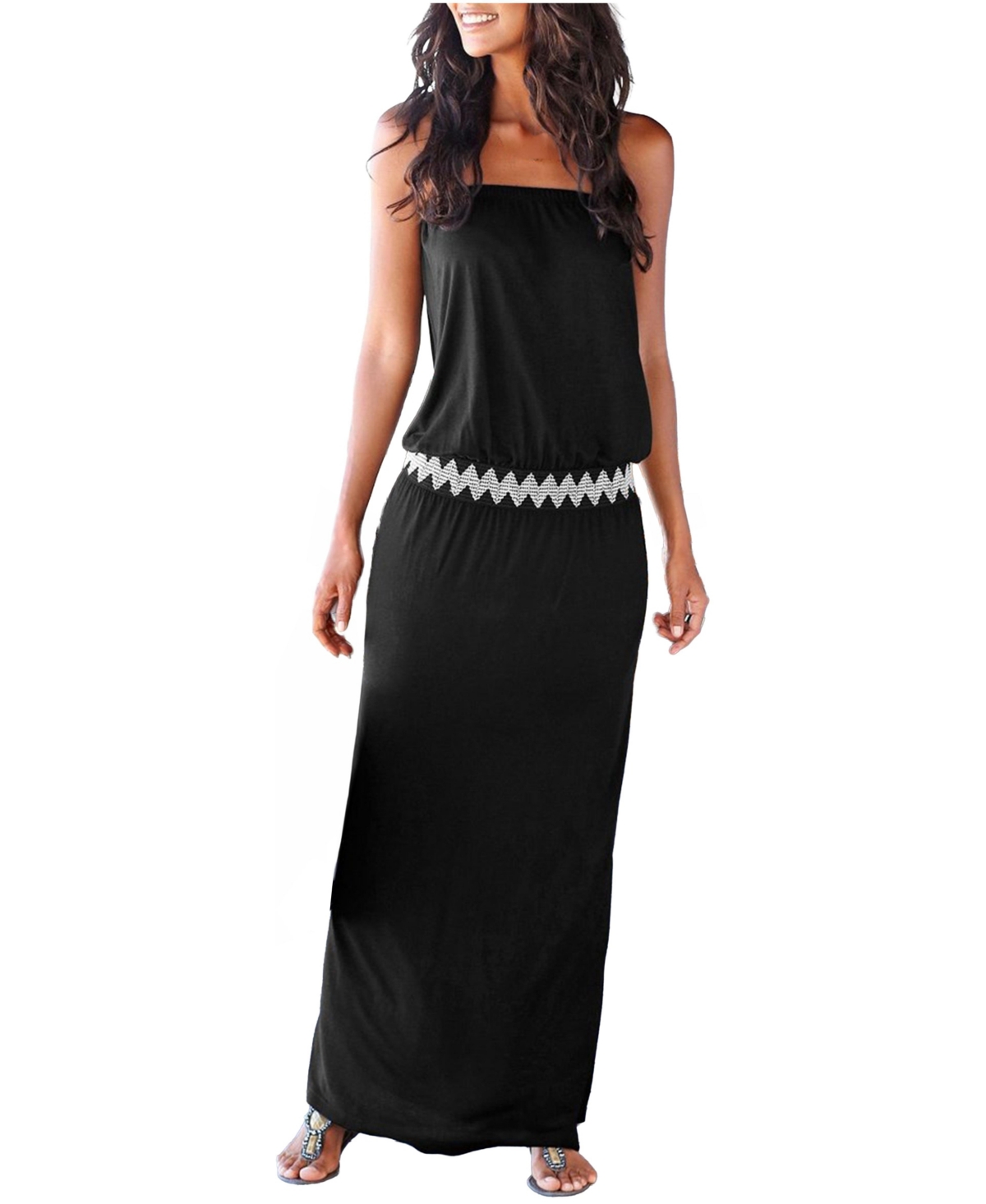Lascana Women's Bandeau Maxi Elastic-Waist Dress