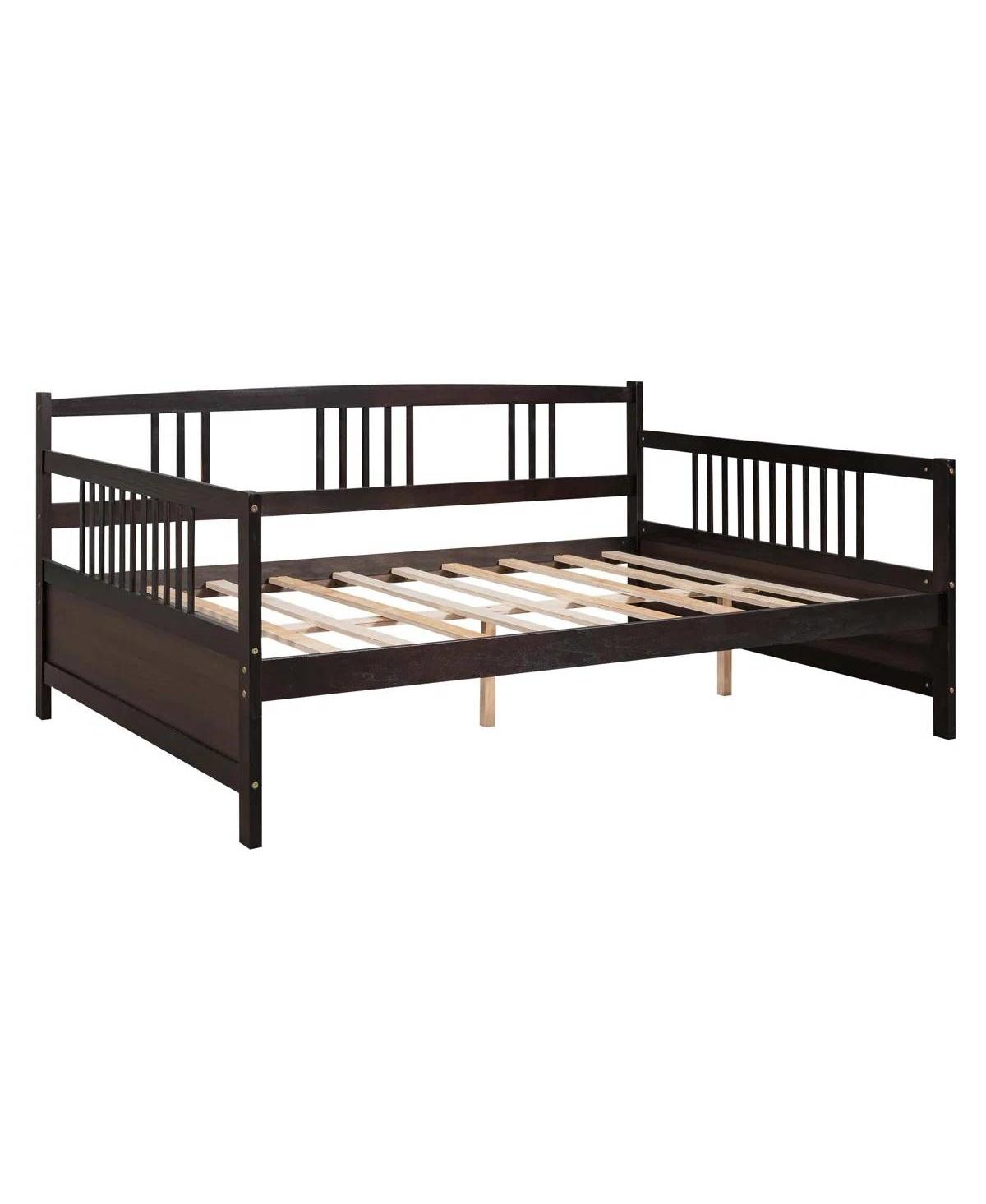 Slickblue Wood Full Size Daybed Frame for Bedroom Guest Room and Living Room - Dark Brown