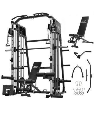 Smith Machine Home Gym, 2200 lbs Power Rack Cage with 1200 lbs Weight Bench and Cable Crossover System, Weight Bar, 360Âdegree(s) Landmine