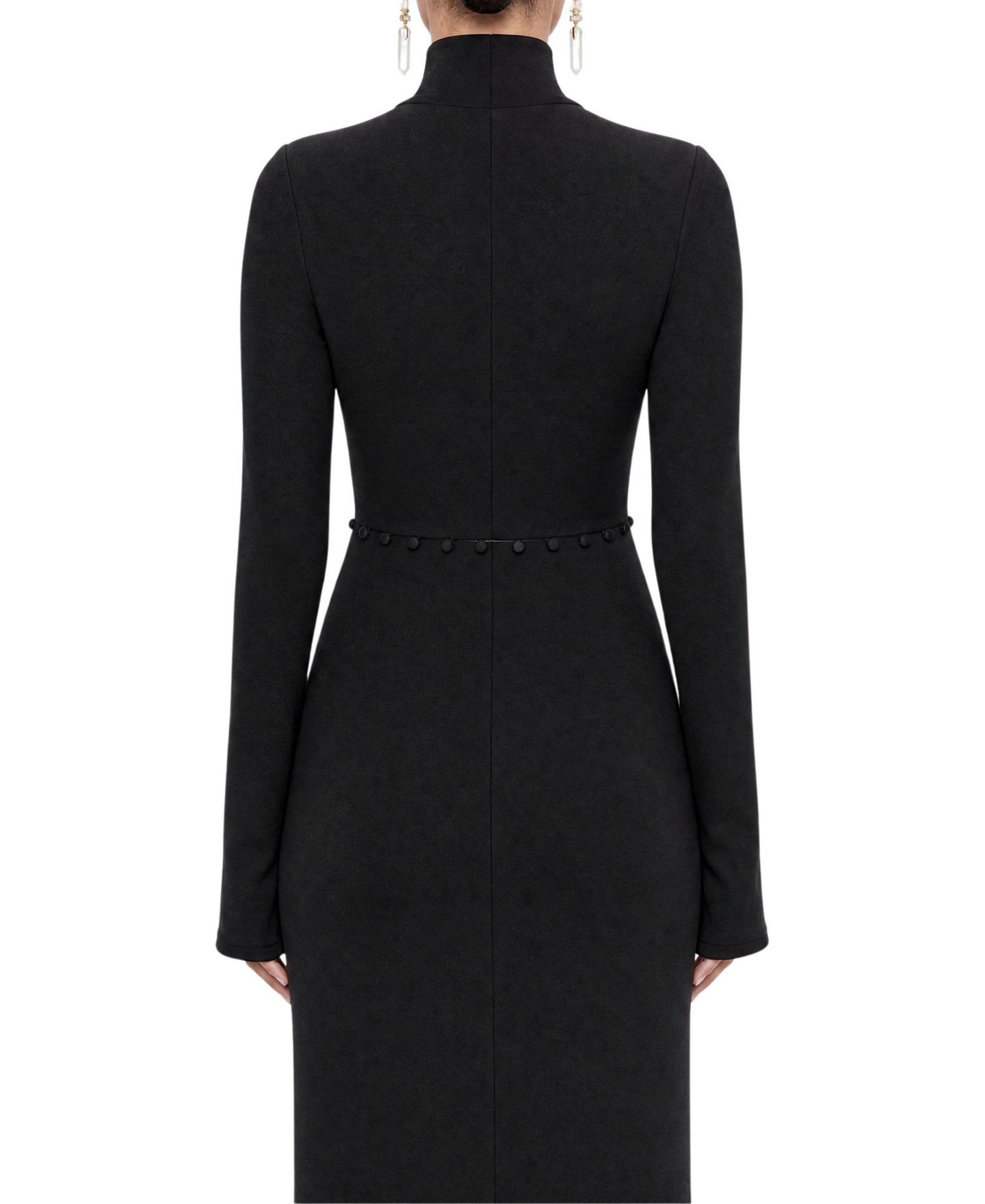 Женское платье NOCTURNE Stand Collar Long-Sleeve Button Detail Maxi, цвет: Чёрный — фото 4