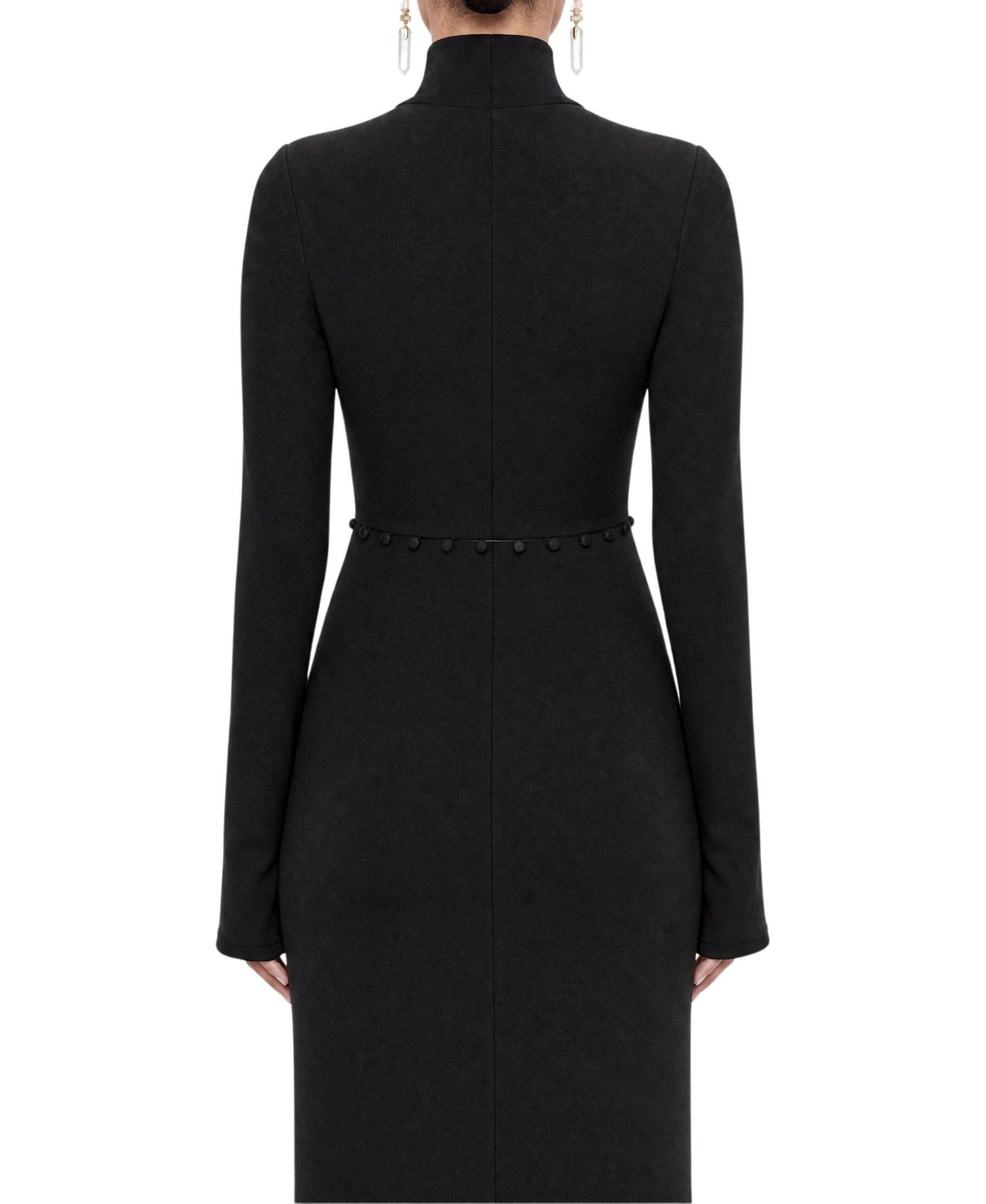 Women's Stand Collar Long-Sleeve Button Detail Maxi Dress