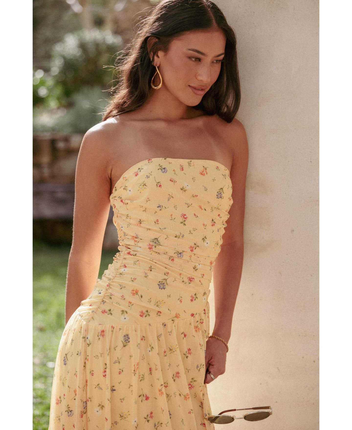 Женское платье Petal and Pup Calypso Strapless Floral-Print Maxi, цвет: Жёлтый — фото 6