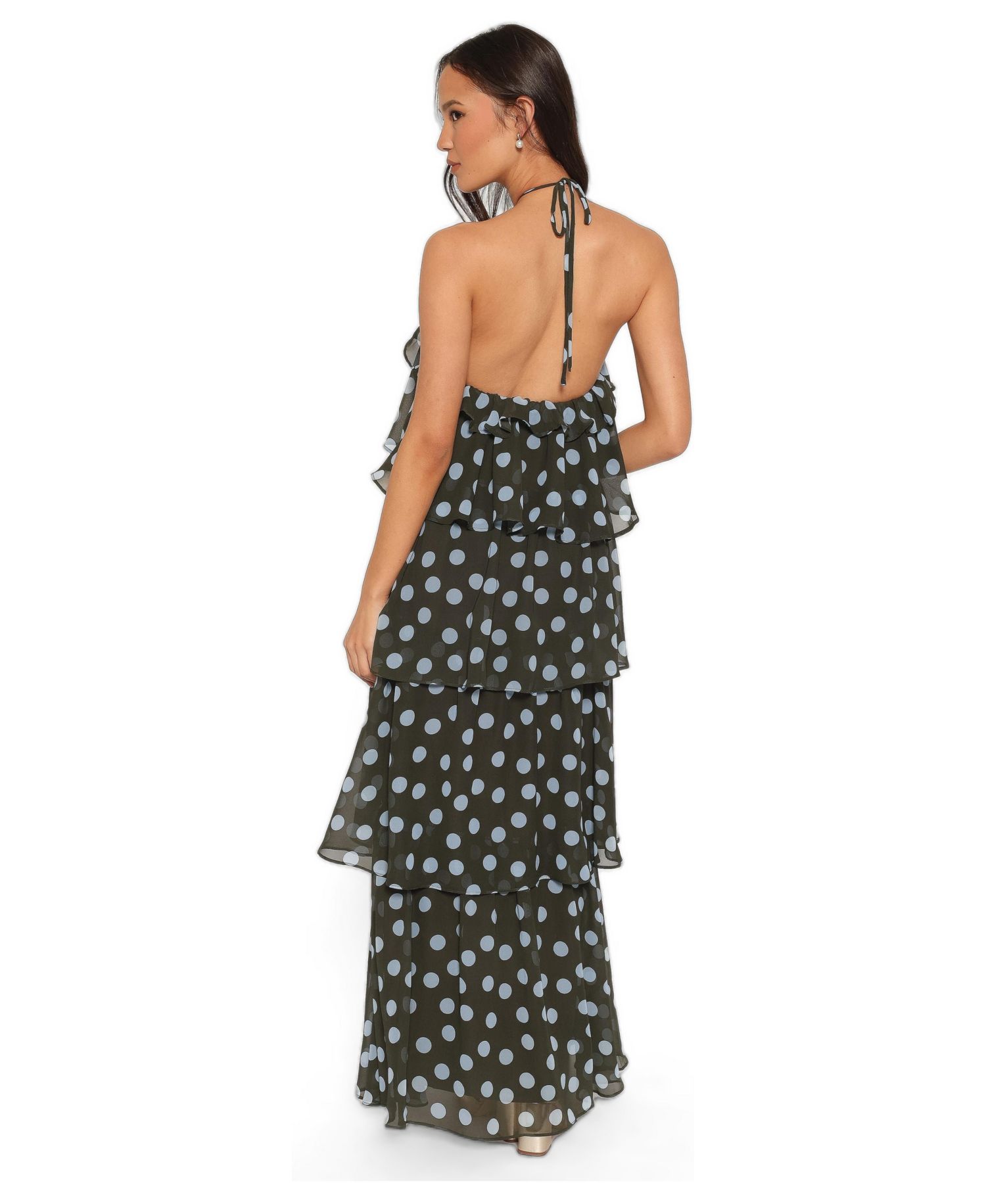 Women's Chasity Halter Tiered-Ruffle Maxi Dress