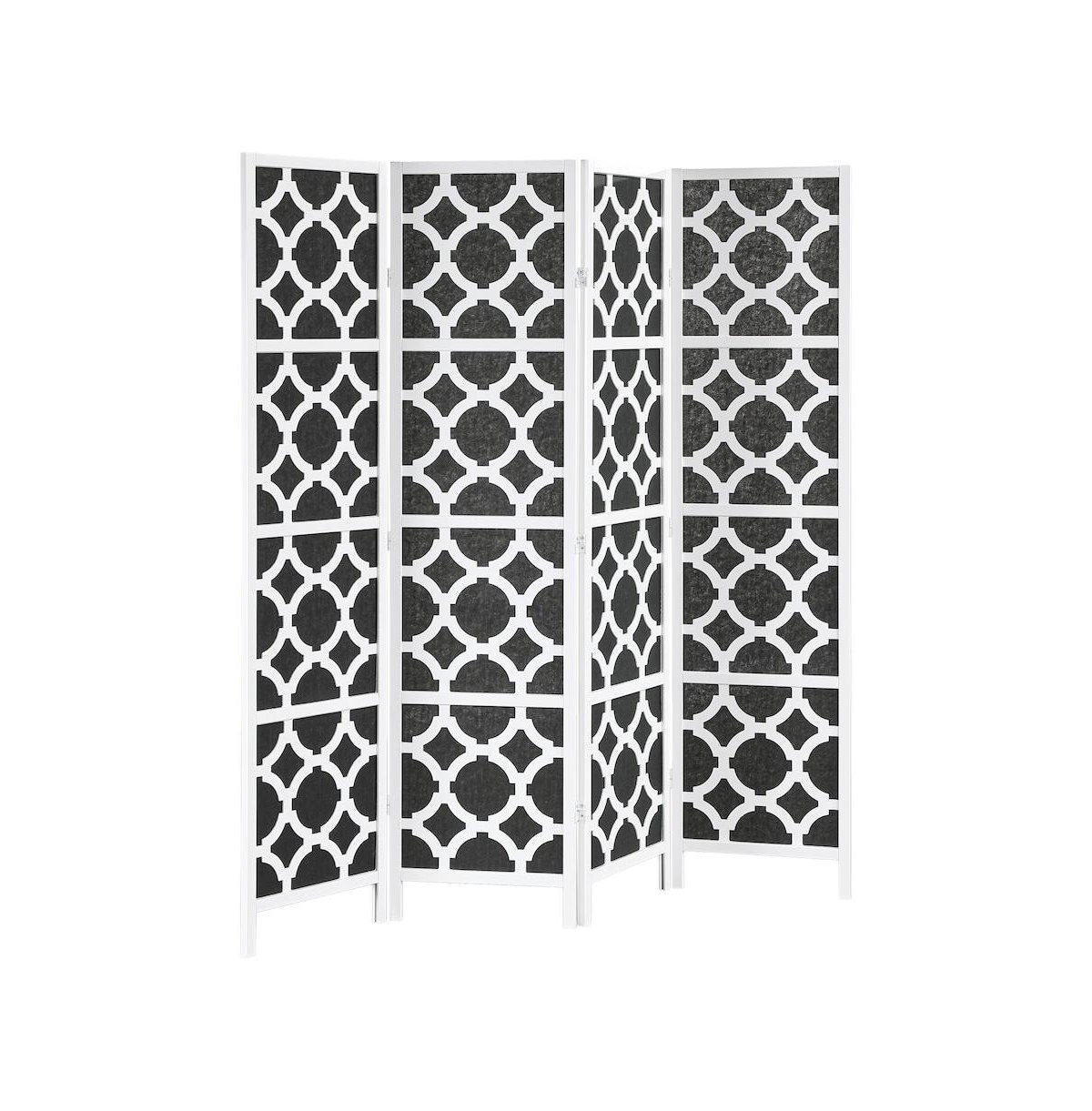Roundhill Furniture 4-Panel Room Divider, Decorative Folding Freestanding Privacy Screen - White