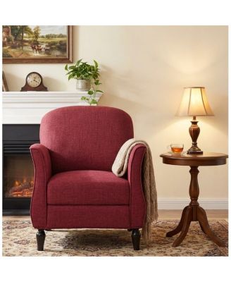 Traditional Tweed Accent Armchair with Solid Wood Legs