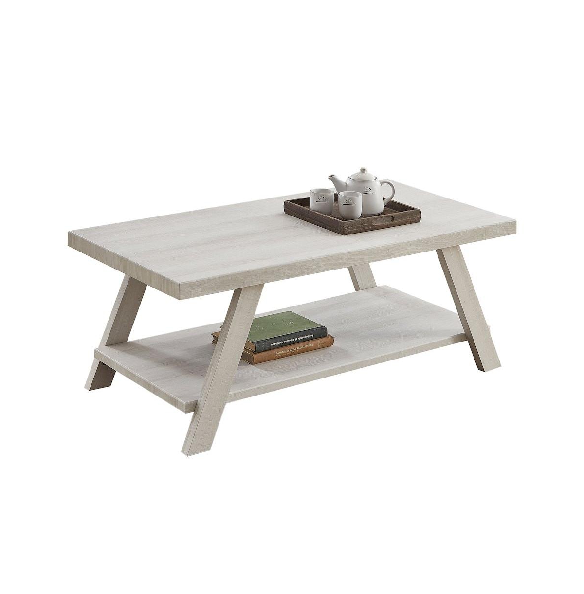Roundhill Furniture Athens Contemporary Wood Shelf Coffee Table