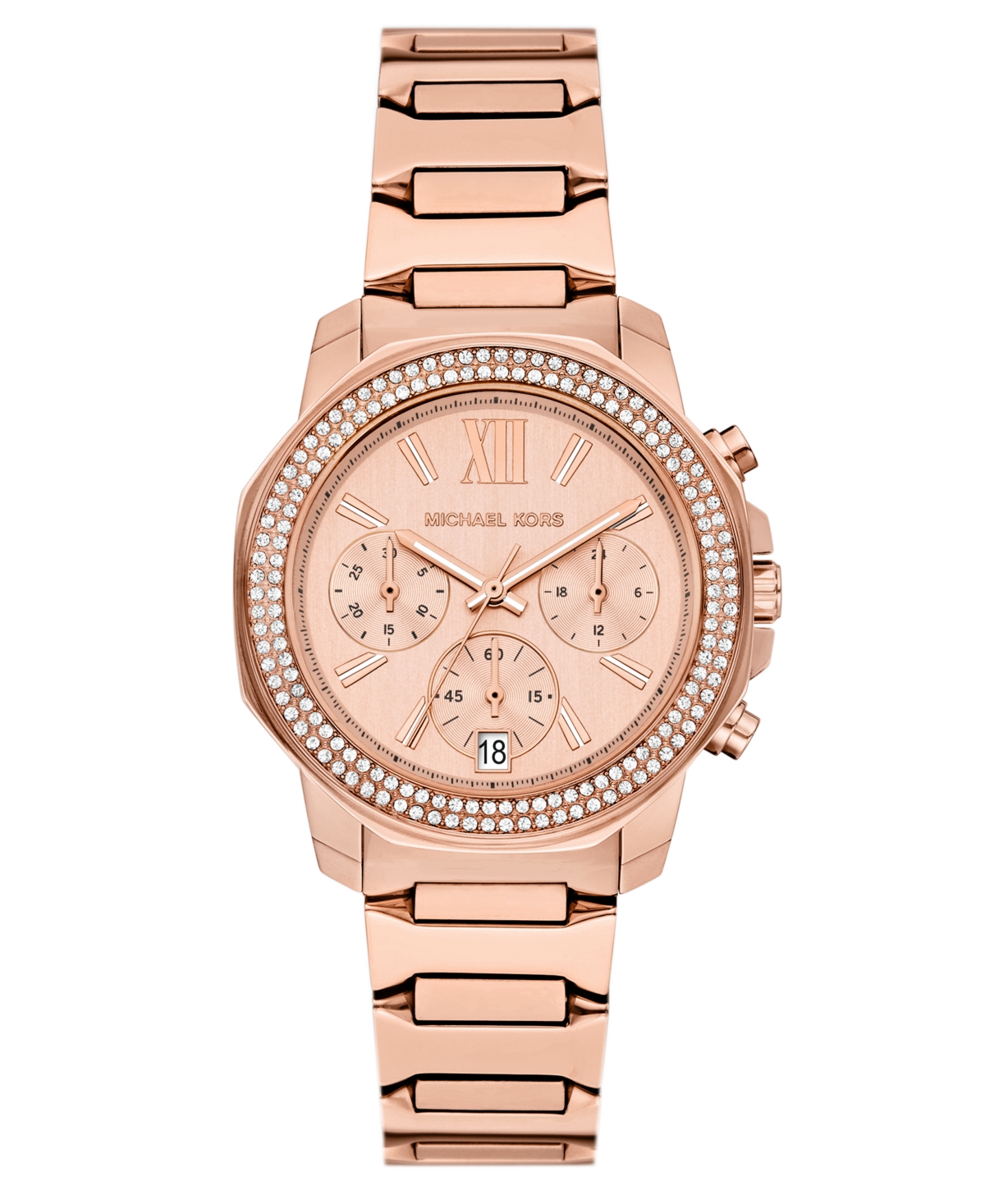 Michael Michael Kors Women's Prescott Quartz Chronograph Stainless Steel Bracelet Watch 36mm - Rose gold