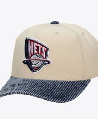 Men's Cream/Blue New Jersey Nets Washed Corduroy Pro Crown Snapback Hat