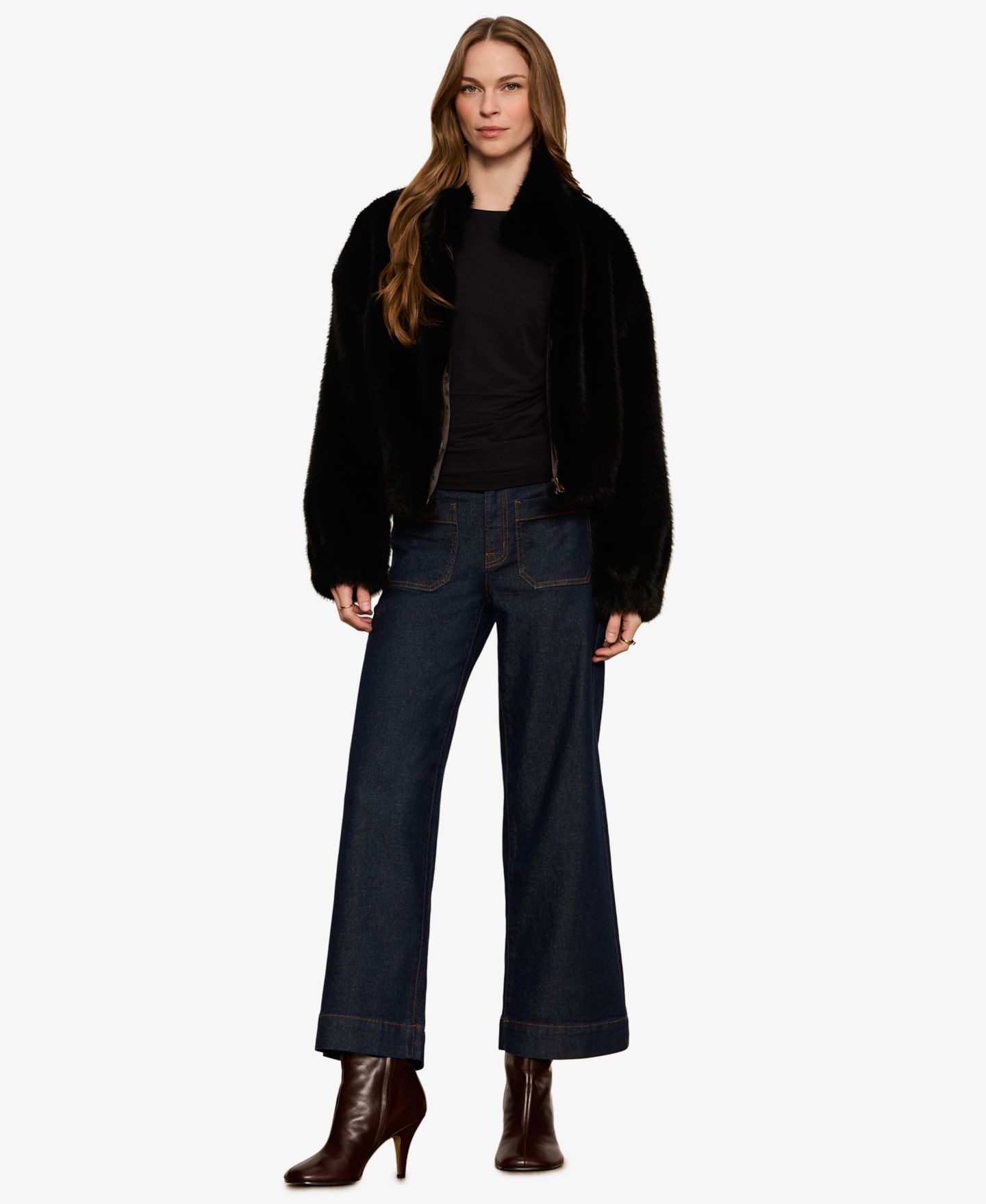 Женская куртка Sanctuary Everest Faux Fur Funnel-Neck Zipper Bomber, цвет: Чёрный — фото 2