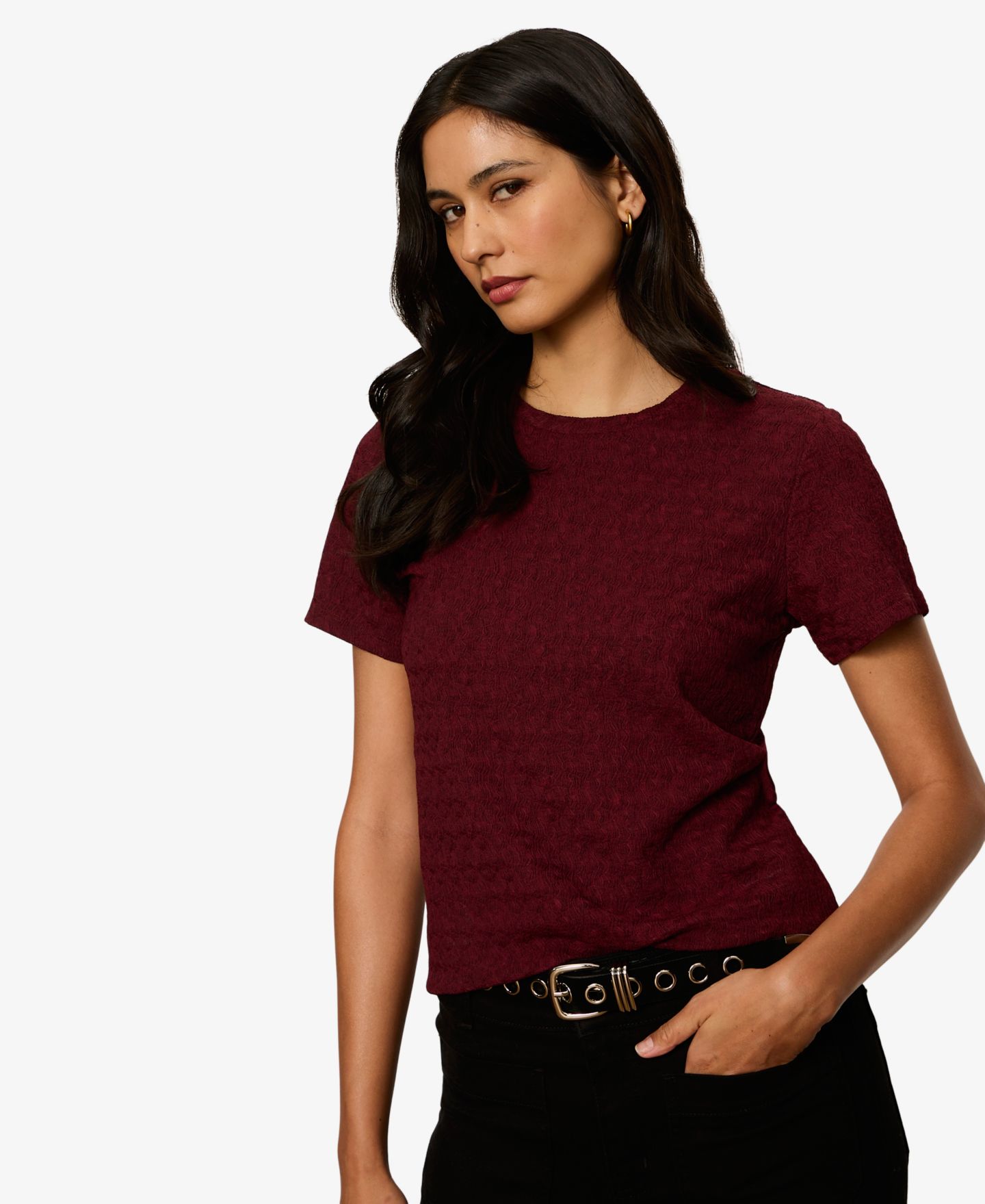 Женская футболка Sanctuary Petite Icon Crewneck Short-Sleeve, цвет: Бордо — фото 4