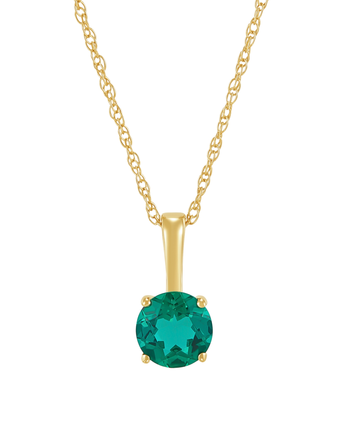 Macy's Cultured Freshwater Pearl and Lab-Grown White Sapphire (1/5 ct. t.w.) Pendant 18" Necklace in 10k Yellow Gold - Lab-Grown Emerald / 10k Yellow