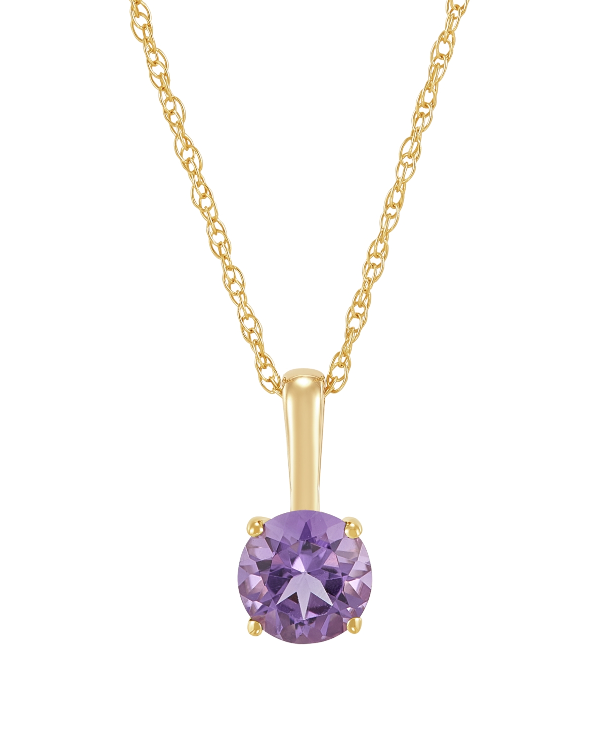 Macy's Cultured Freshwater Pearl and Lab-Grown White Sapphire (1/5 ct. t.w.) Pendant 18" Necklace in 10k Yellow Gold - Amethyst / 10k Yellow Gold