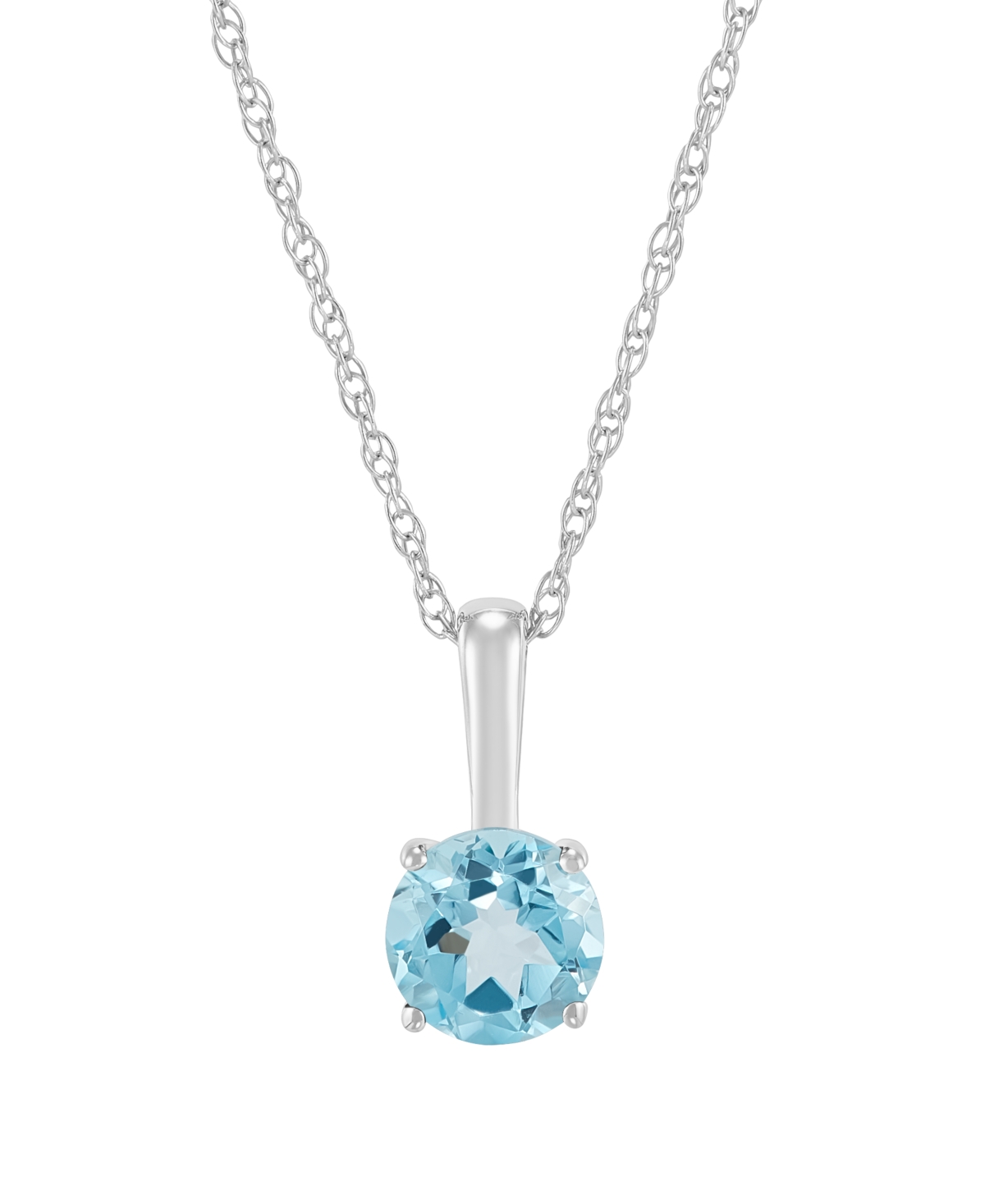 Macy's Cultured Freshwater Pearl and Lab-Grown White Sapphire (1/5 ct. t.w.) Pendant 18" Necklace in 10k Yellow Gold - Blue Topaz / 10k White Gold