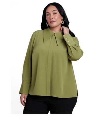 Women's Pointed Collar Button Up Shirt
