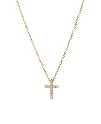Josh and Chloe Aveline Crystal Cross Necklace 14k Gold Plated Minimal Style