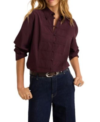 Women's Cotton Blend Knot Button Shirt