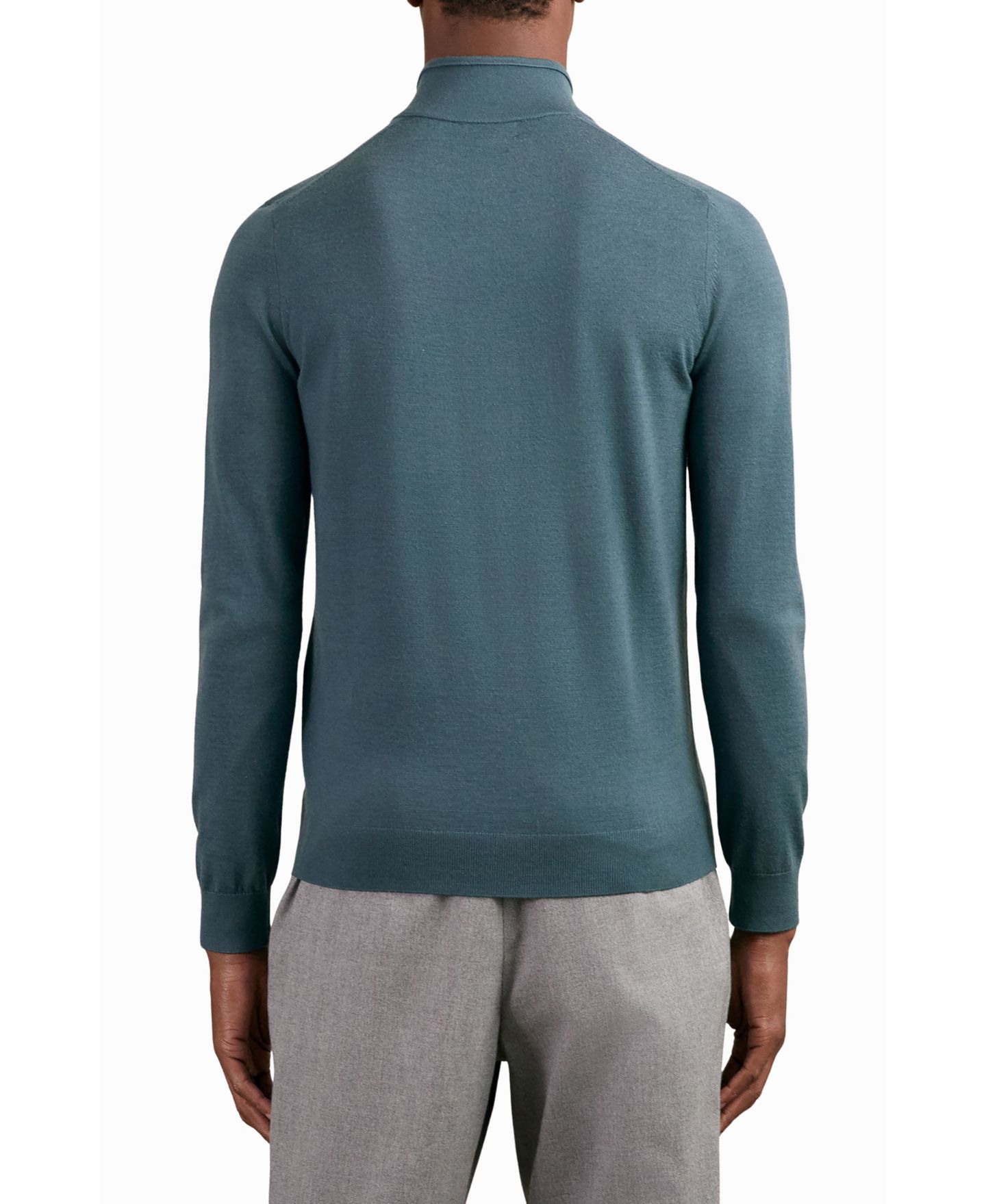 Мужской свитер REISS Blackhall Merino Wool Half-Zip Funnel Neck, цвет: Синий — фото 2