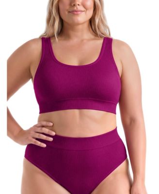 Plus Size Lightly Lined Seamless Rib Scoop Bralette