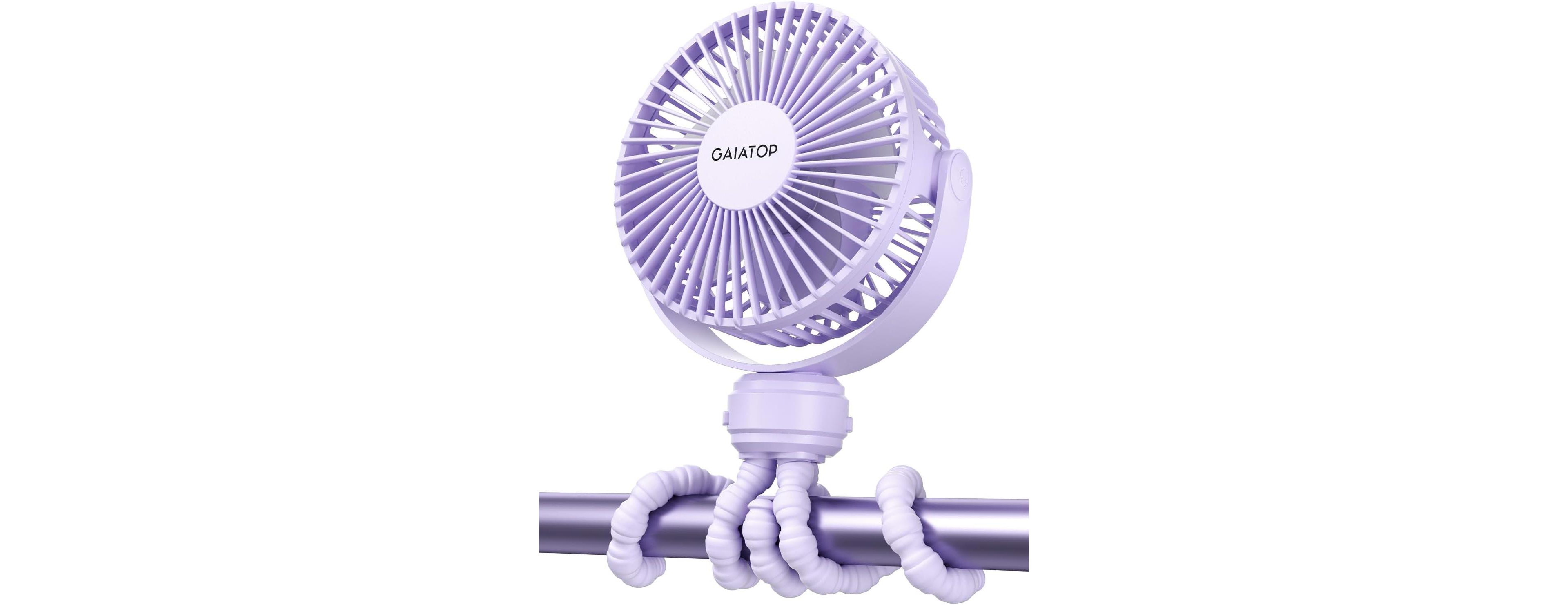 Gaiatop Mini Baby Stroller Fan, 3-Speed Rechargeable Fan with 360-Degree Rotation and Safety Gaps for Car Seats, Cribs and Travel