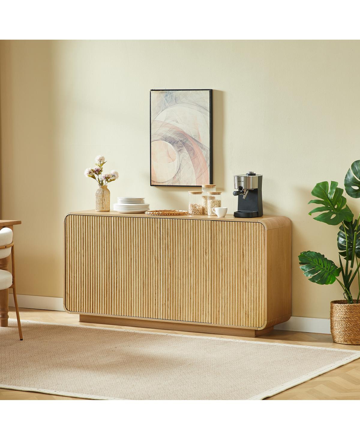 Streamdale Furniture 64" Fluted Modern Buffet Sideboard Cabinet with Storage