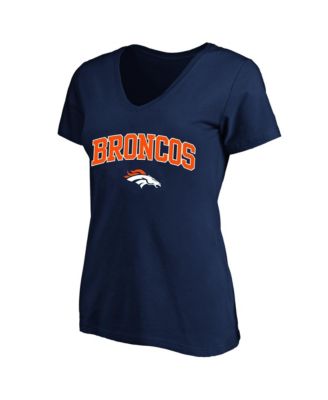 Women's Navy Denver Broncos Plus Size Arch Over Logo V-Neck T-Shirt
