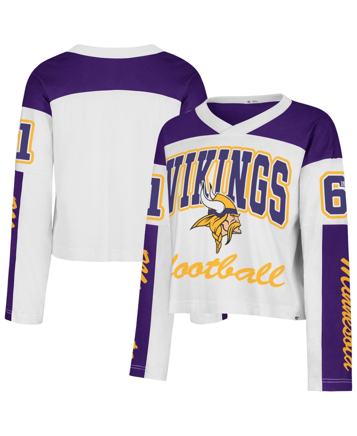'47 Brand Women's Minnesota Vikings Exclamation Metro V-Neck Long-Sleeve T-Shirt
