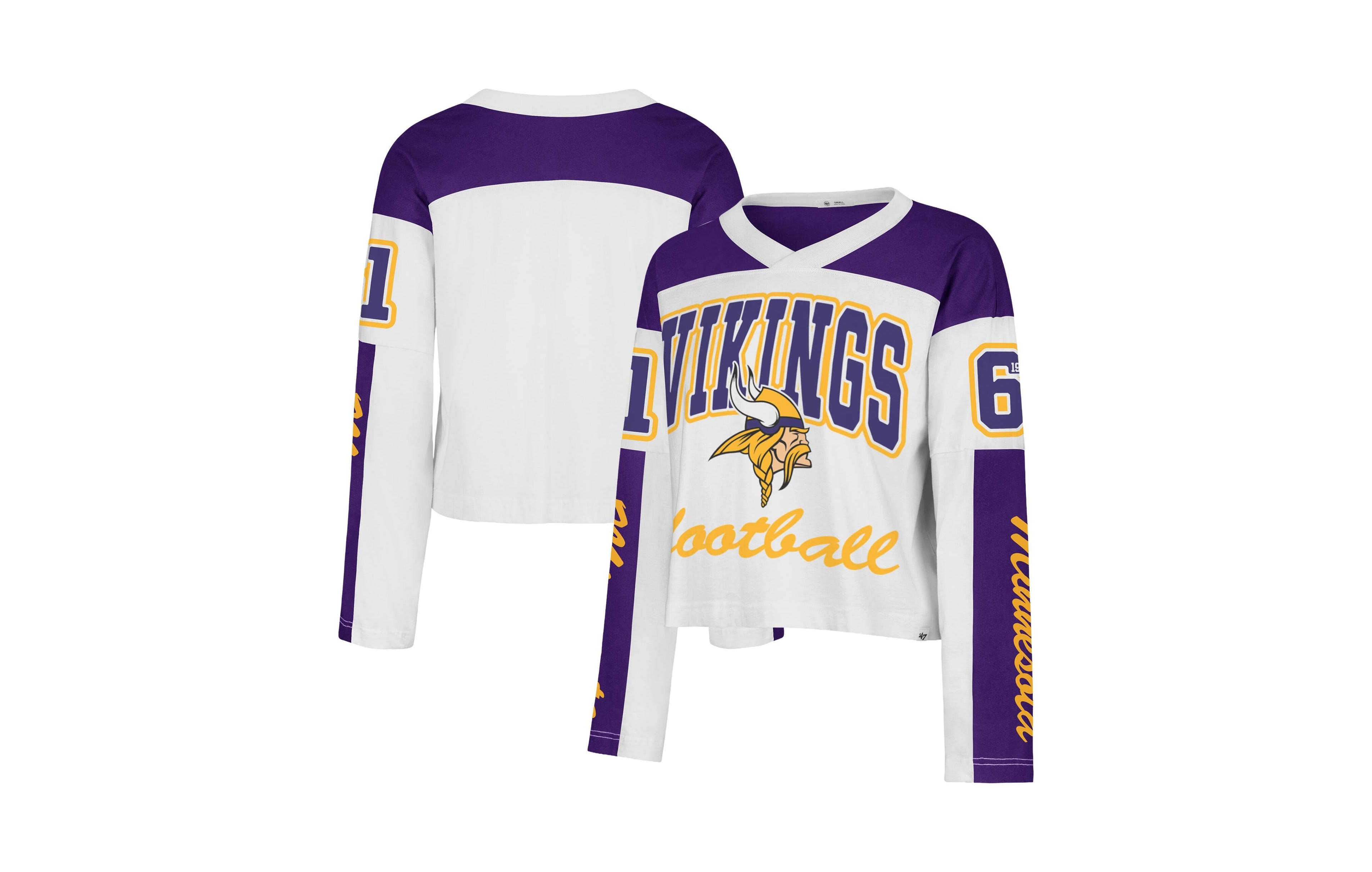 '47 Brand Women's Minnesota Vikings Exclamation Metro V-Neck Long-Sleeve T-Shirt