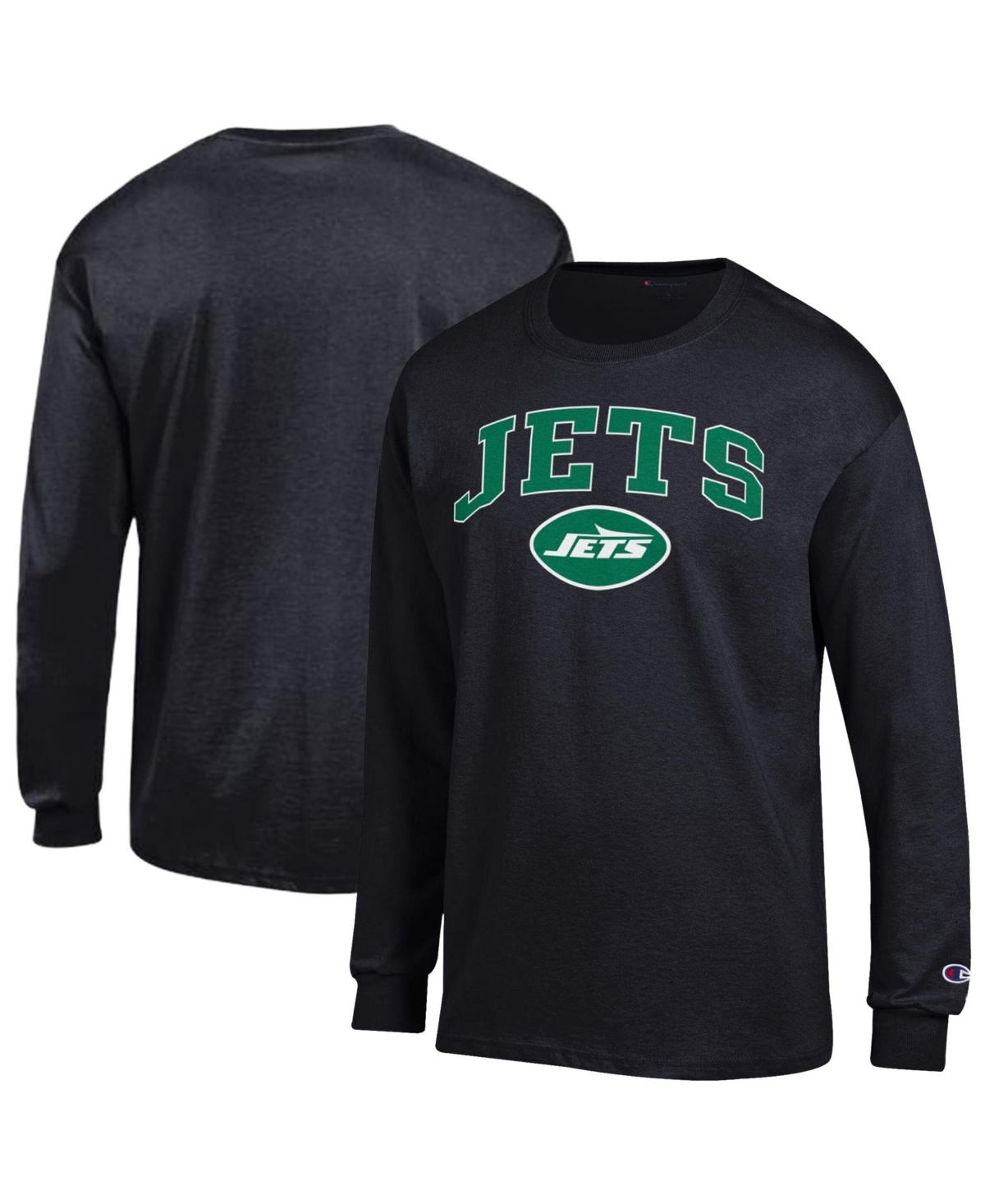 Champion Men's New York Jets Long Sleeve Screen-Print T-Shirt - Black