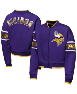 Big Girls  Purple Minnesota Vikings MVP Full-Zip Sequin Bomber Jacket