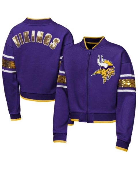 Куртка Outerstuff Purple Minnesota Vikings MVP Full-Zip Sequin Bomber для девочек