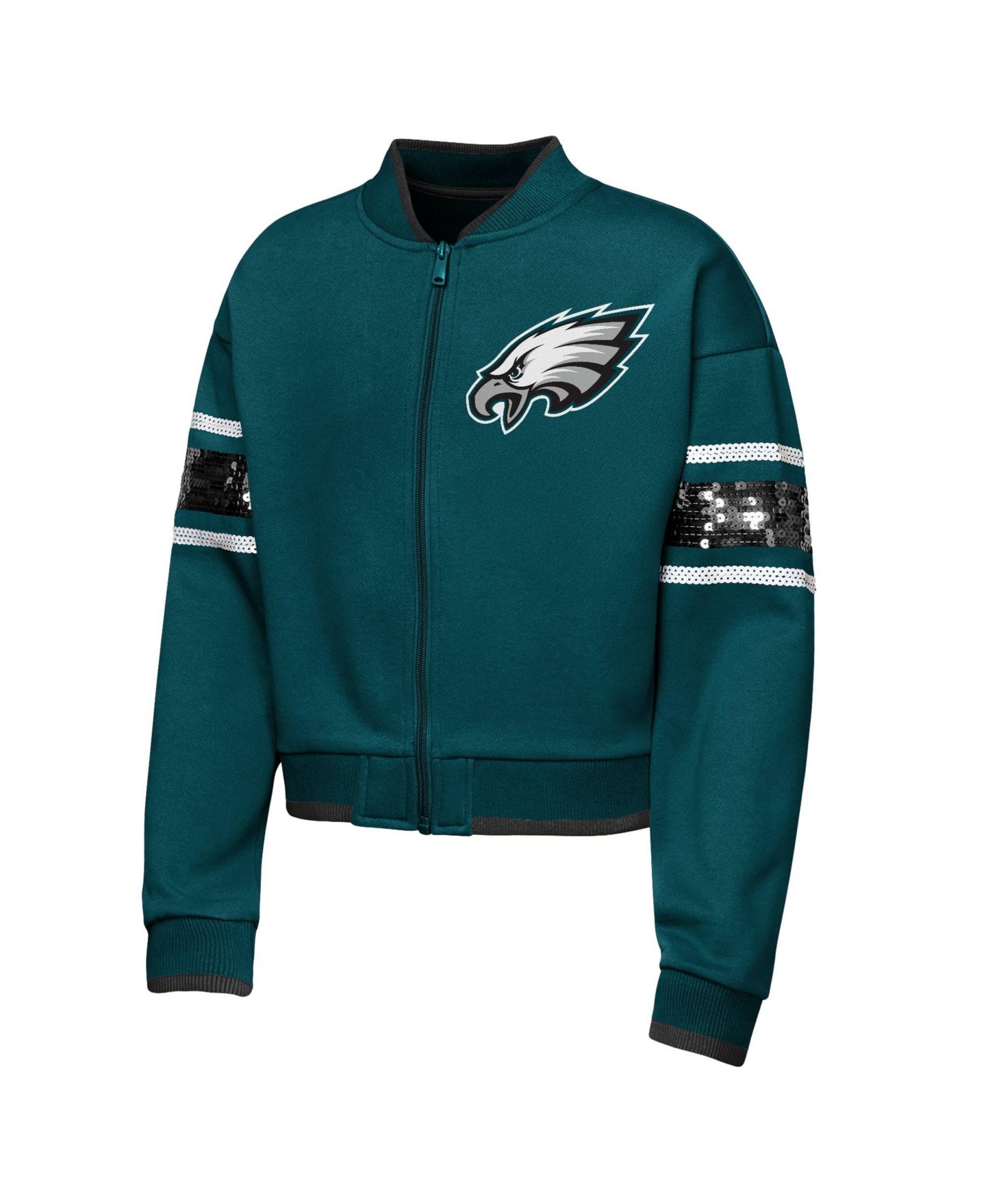 Куртка Outerstuff Midnight Green Philadelphia Eagles MVP Full-Zip Sequin Bomber для девочек — фото 2