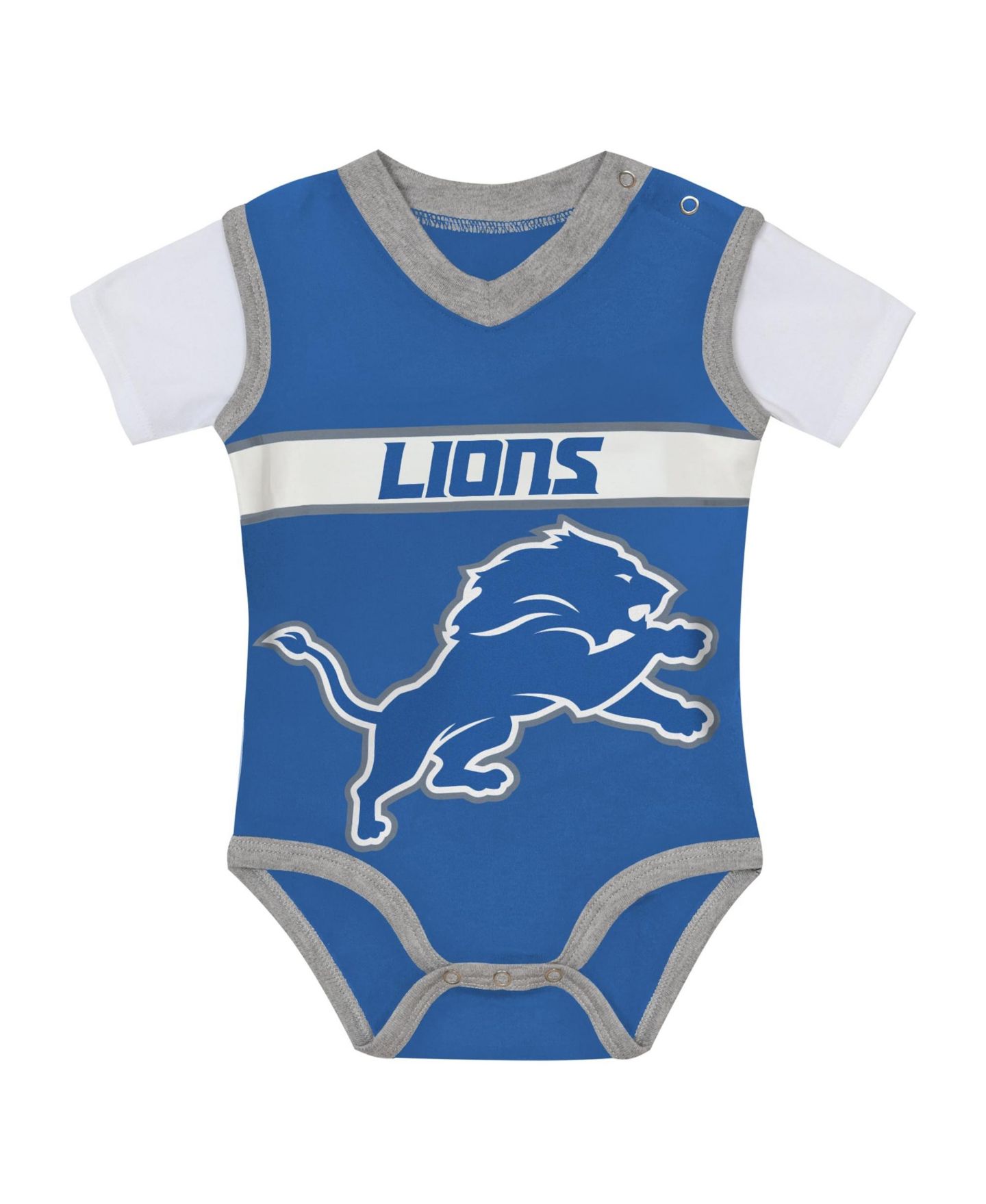 Детский комплект Outerstuff Baby Boys and Girls Blue/Heather Gray Detroit Lions Two-Piece Jersey Bodysuit & Pants Set — фото 2