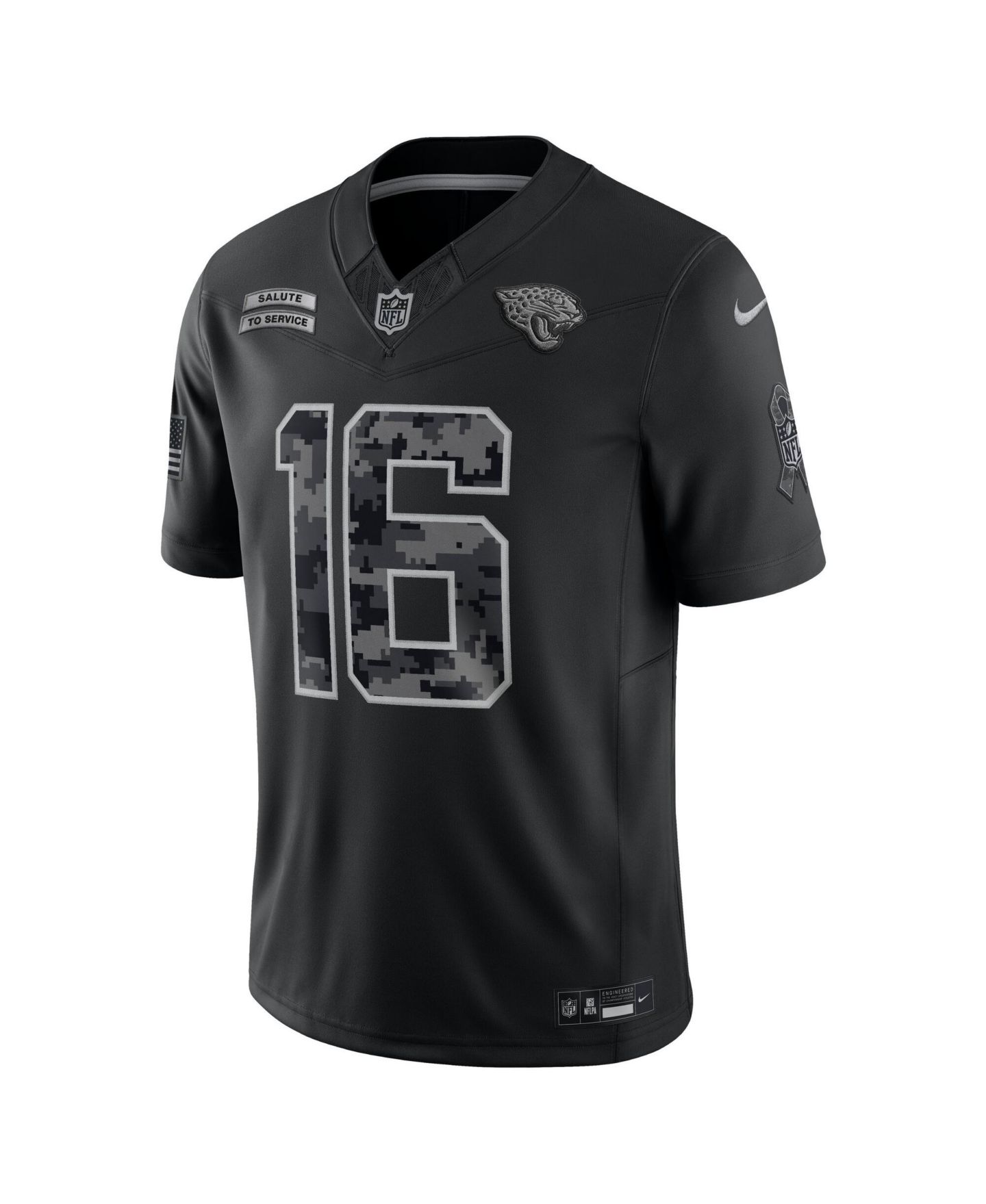 Мужской топ Nike Trevor Lawrence Black Jacksonville Jaguars 2026 Salute to Service Limited Jersey — фото 2