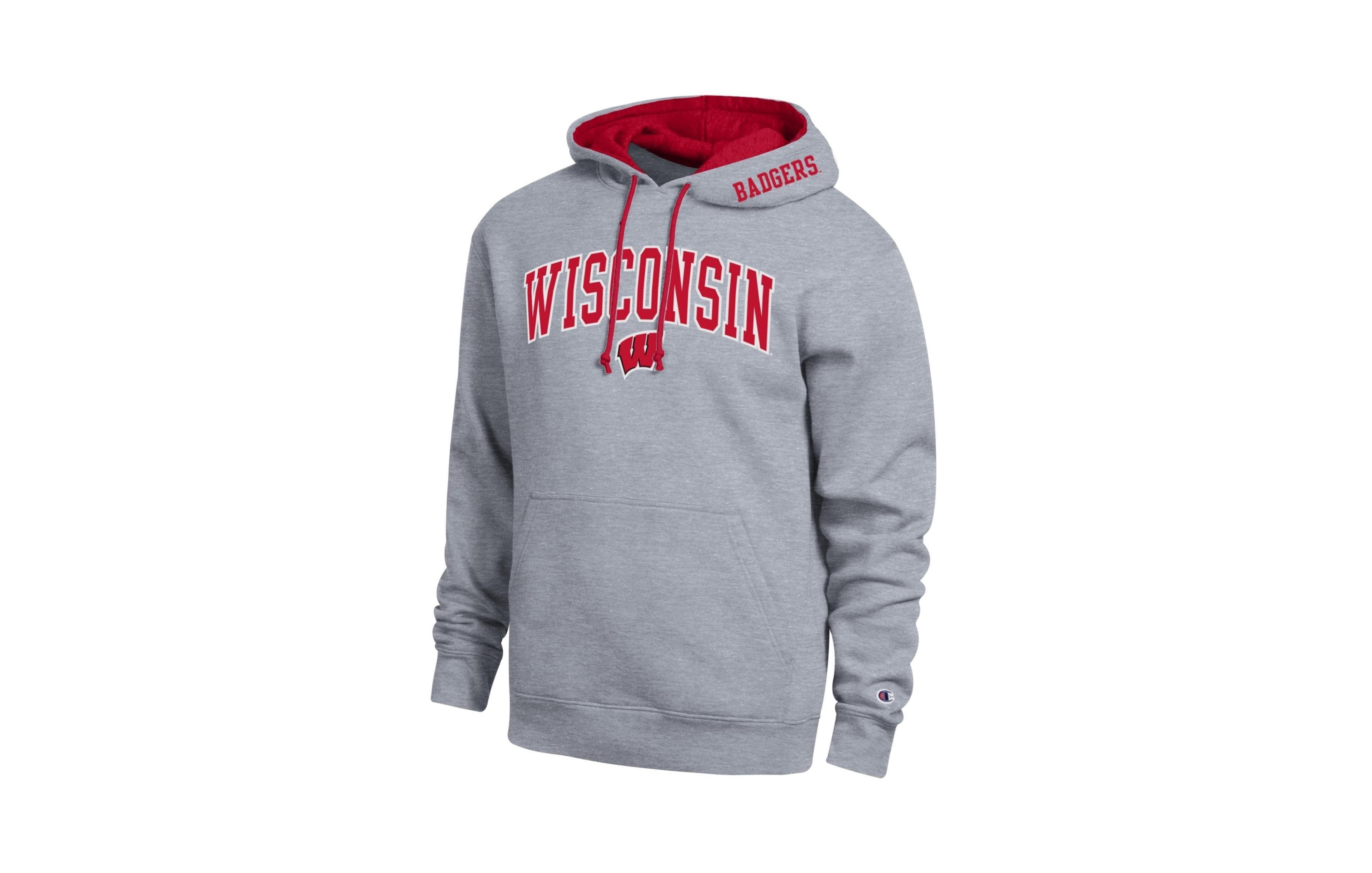 Champion Men's Wisconsin Badgers Arch Tackle Twill Relaxed-Fit Hoodie
