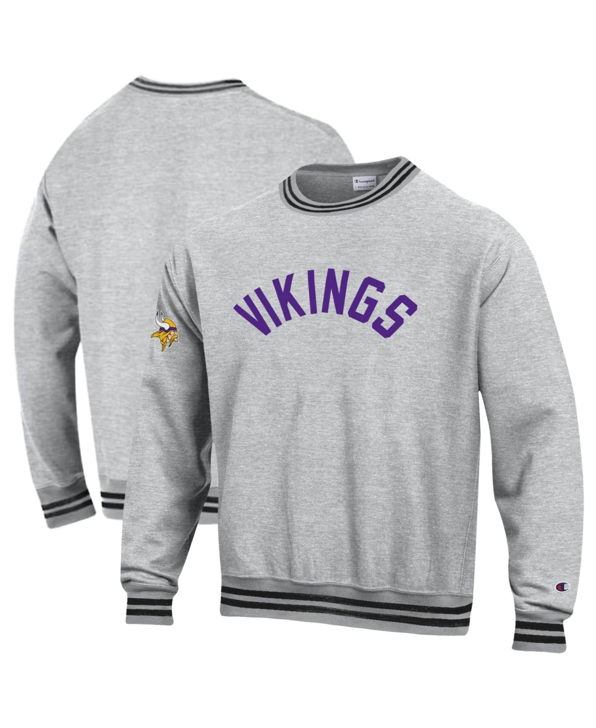 Champion Men's Minnesota Vikings Reverse Weave Relaxed-Fit Heavyweight Sweatshirt - Heather Gray, Black