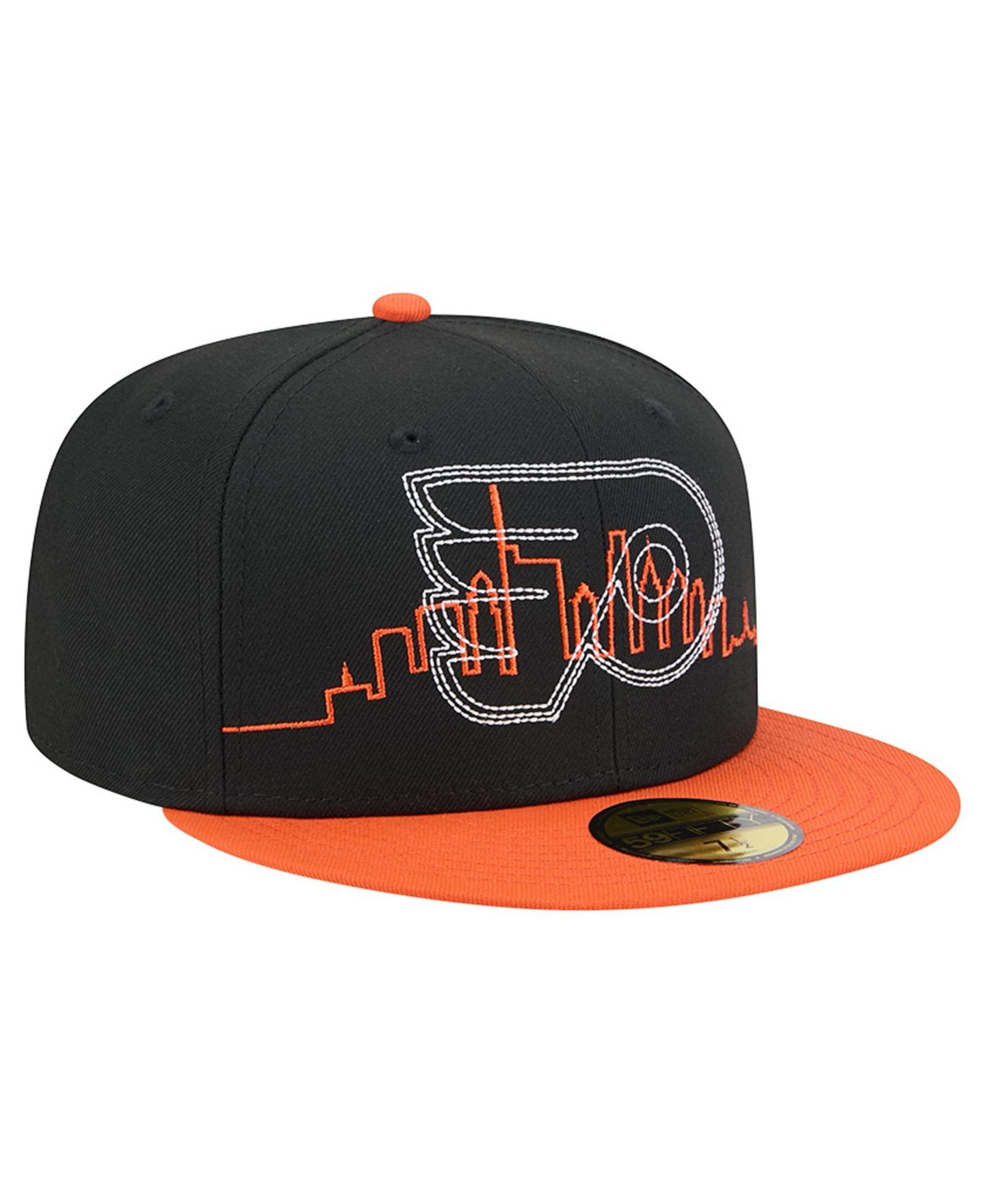 Мужская кепка New Era Black/Orange Philadelphia Flyers City Icon Stitched Overlay 59FIFTY Fitted Hat — фото 3