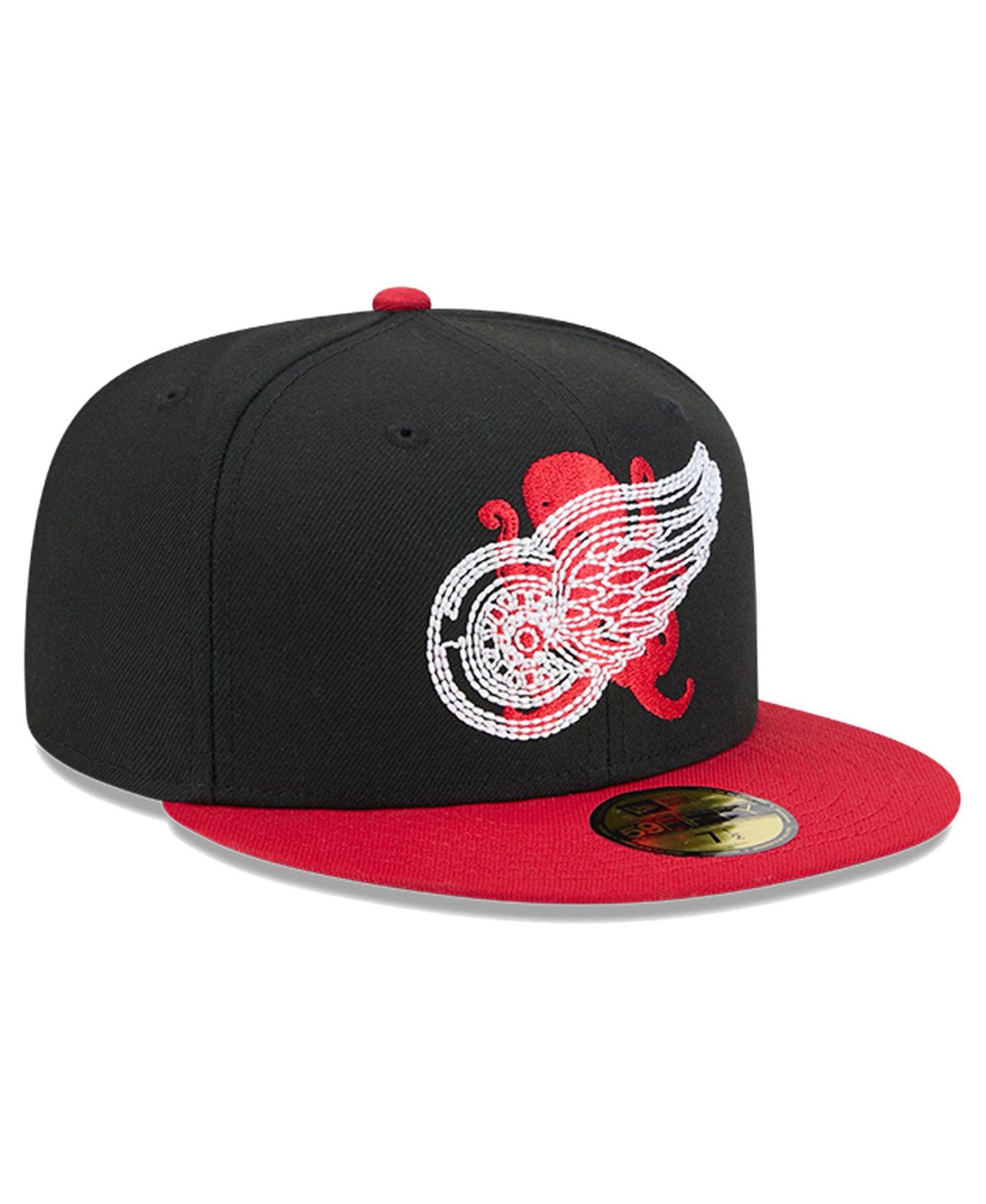 Мужская кепка New Era Black/Red Detroit Red Wings City Icon Stitched Overlay 59FIFTY Fitted Hat — фото 3