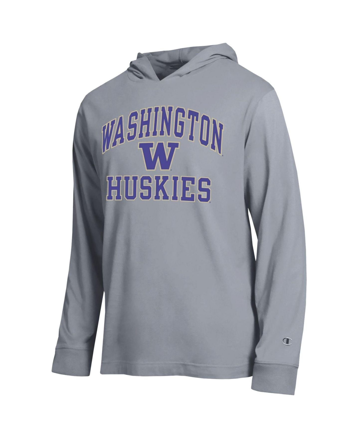 Мужская футболка Champion Heather Gray Washington Huskies High Motor All-Star Long Sleeve Hooded — фото 2