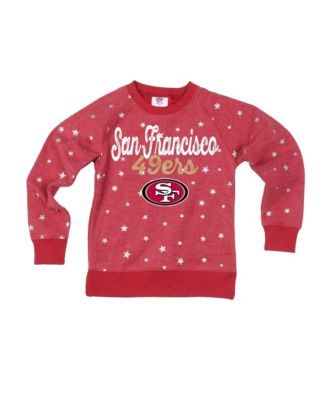 Big Girls  Scarlet San Francisco 49ers Shimmer Star Reverse Sweatshirt
