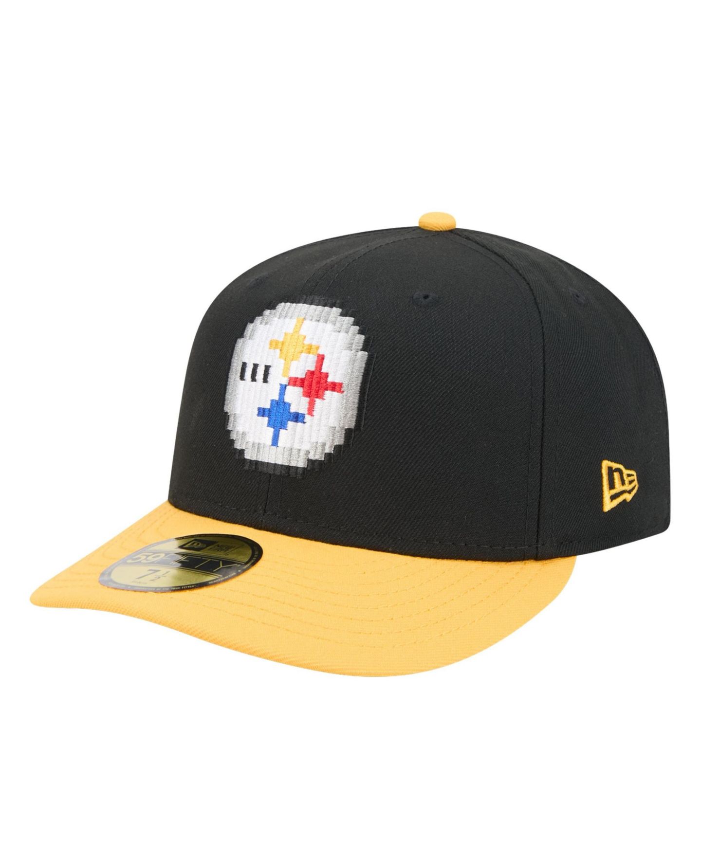 Мужская кепка New Era Black/Gold Pittsburgh Steelers Pixel Curved 59FIFTY Fitted Hat — фото 3