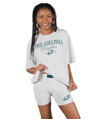 Women's  Gray Philadelphia Eagles Fray T-Shirt and Briefs Sleep Set